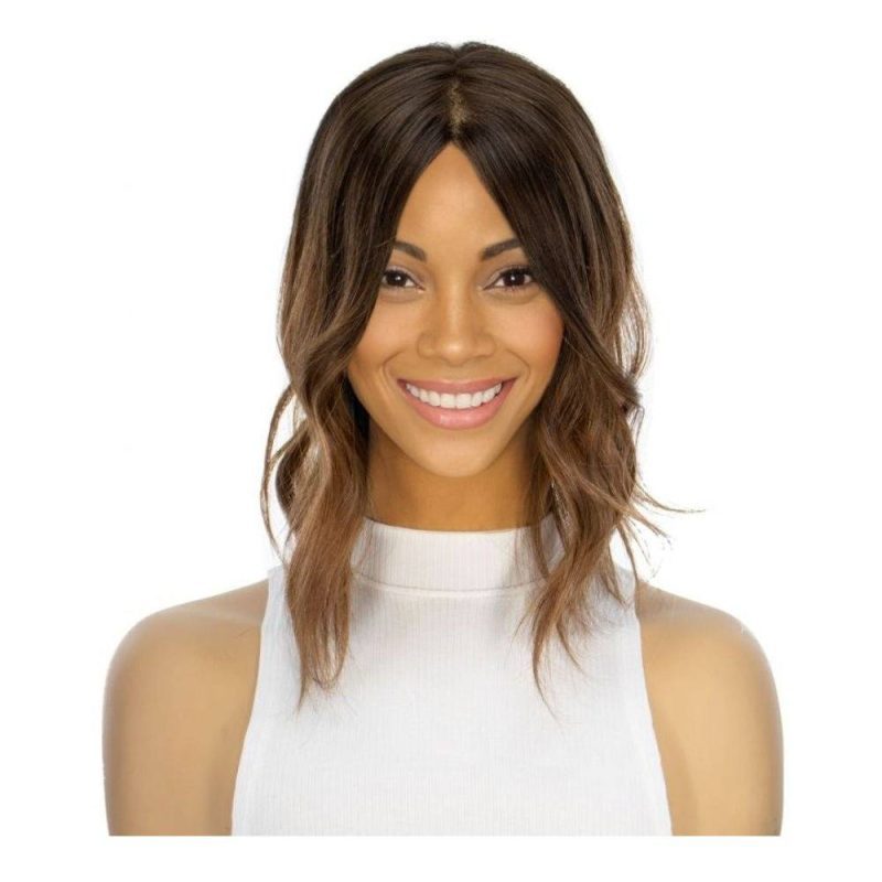 14 inch dark brown ombre topaz premium human hair milano wig 2