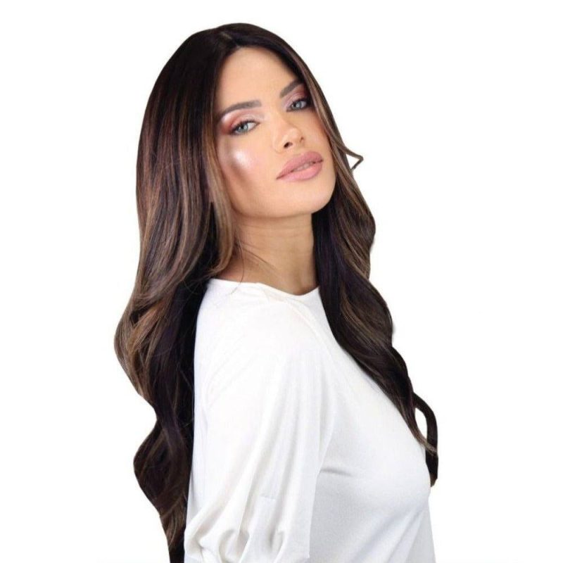 26 inch ponytail natural black with balayage 7872 premium processed milano wig model 2