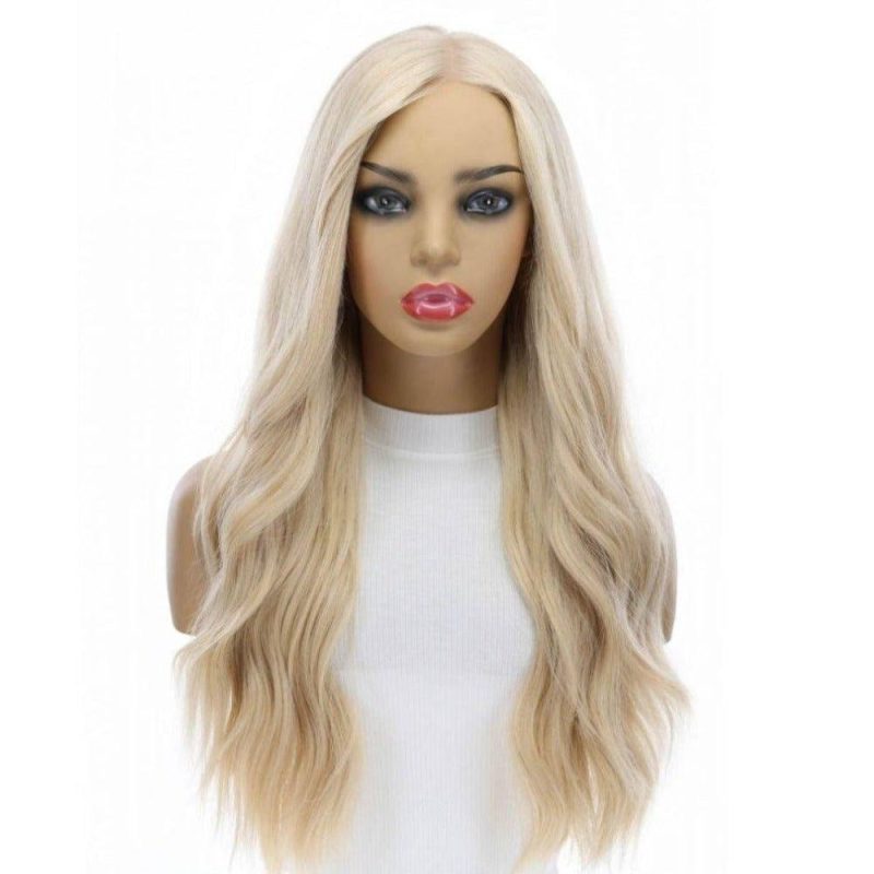 26 inch amber platinum blonde premium processed wig 1