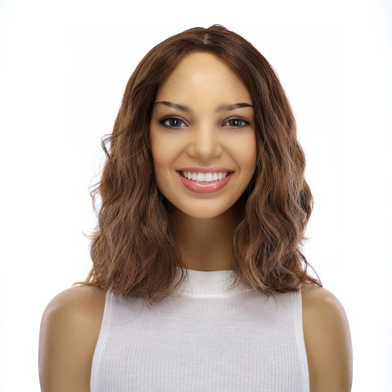 Victoria Medium Brown Balayage Wavy Front