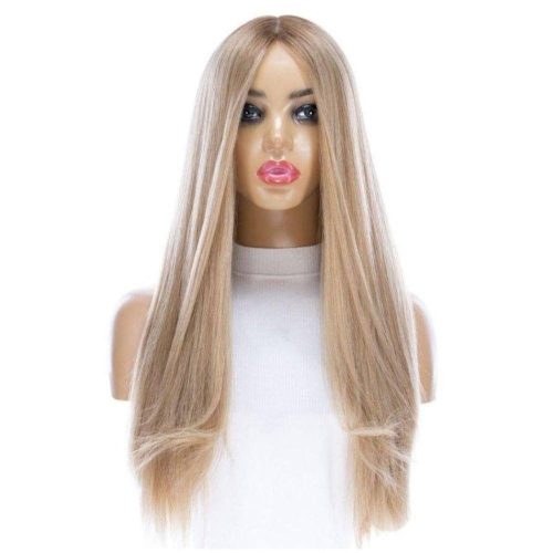 amber ash blonde premium human hair 26 inch milano wig 1