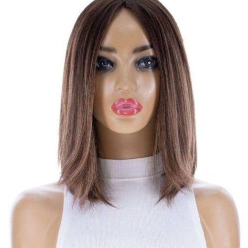 medium brown shoulder length 13 inch balayage milano wigs premium human hair wigs