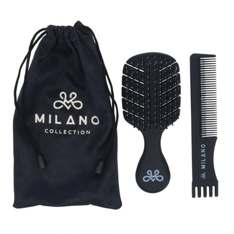 mini black brush set with bag