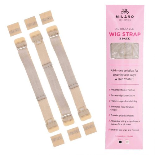 tan adjustable wig strap with packaging